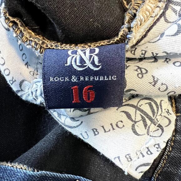 Rock & Republic Womens Berlin Dark Wash Mid Rise Skinny Jeans Plus Size 16 - Picture 13 of 15